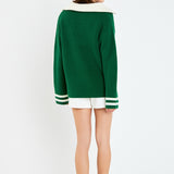 Stripe Knitted Half Zip up Sweater
