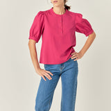 Mixed Media Puff Sleeve Top