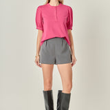 Mixed Media Puff Sleeve Top