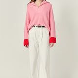 Contrast Zip Pullover Sweater