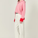 Contrast Zip Pullover Sweater