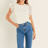 Tulle Ruffle Knit Top