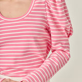 Puff Sleeve Striped Knit Top