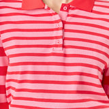 Stripe Long Sleeve Collared Knit Top