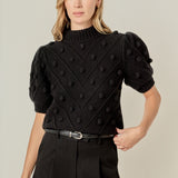 Pom Pom Puff Sleeve Sweater