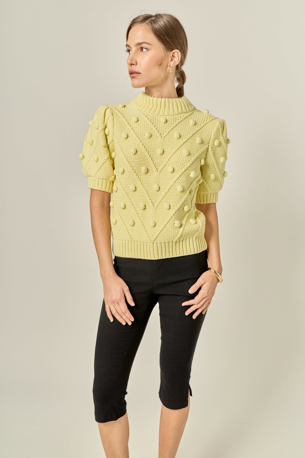Pom Pom Puff Sleeve Sweater – English Factory