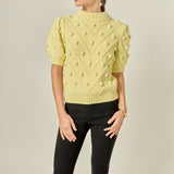 Pom Pom Puff Sleeve Sweater