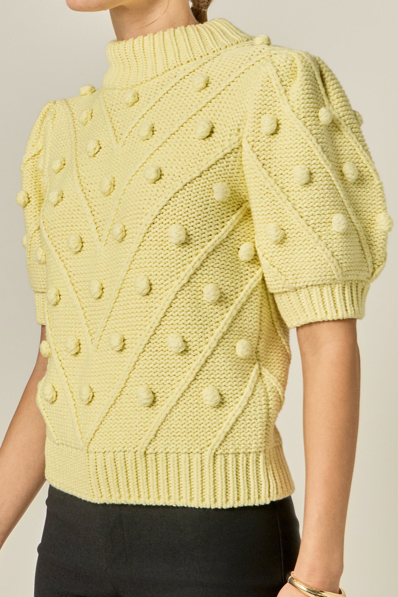 Pom Pom Puff Sleeve Sweater – English Factory