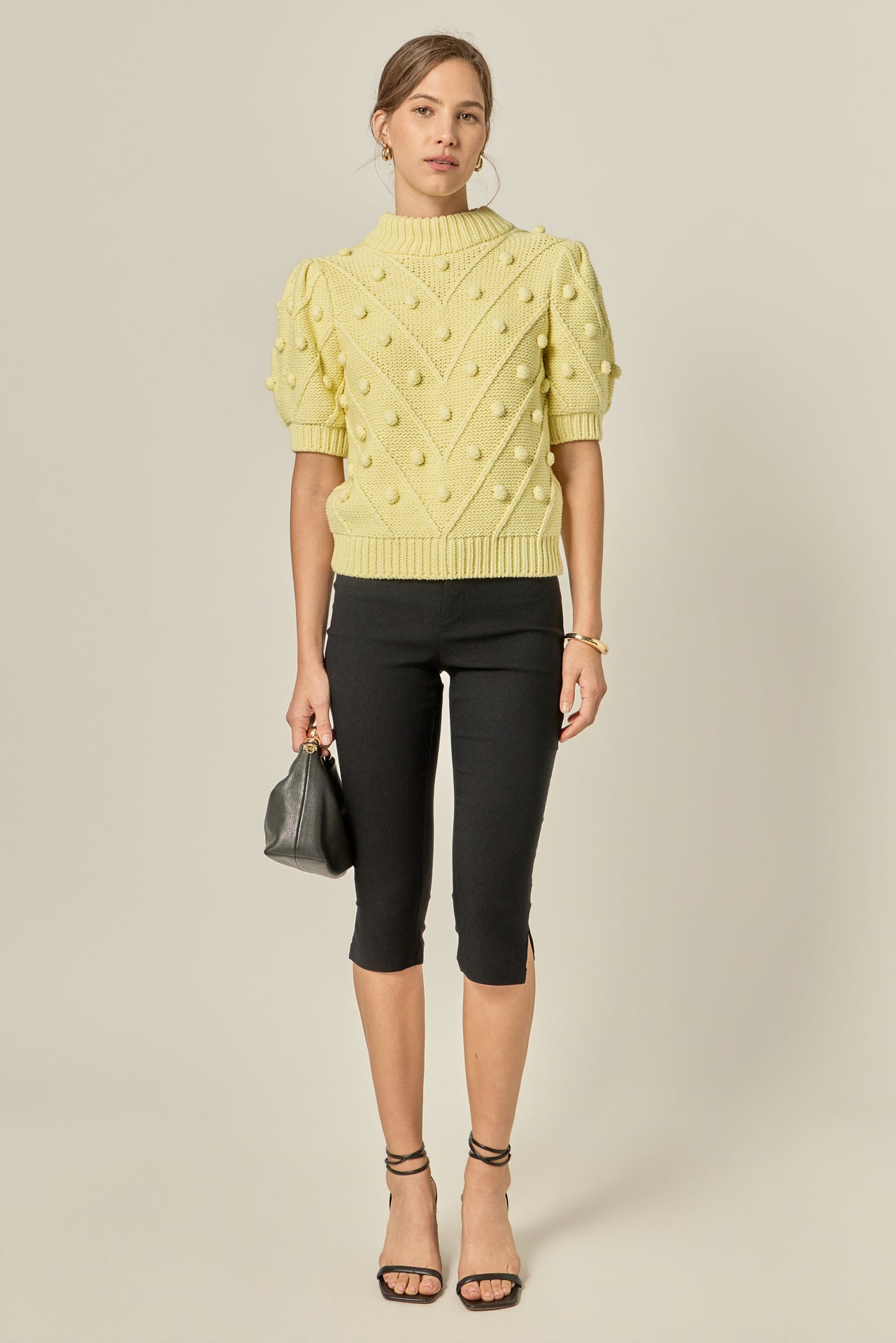 Short Puff Sleeve Knit Top – English Factory