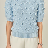 Pom Pom Puff Sleeve Sweater