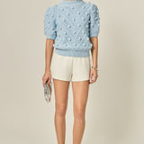 Pom Pom Puff Sleeve Sweater