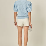 Pom Pom Puff Sleeve Sweater