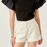 Mixed Media Ruffled Knit Top