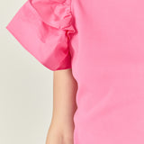Mixed Media Ruffled Knit Top