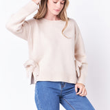 Side Tie Crewneck Sweater