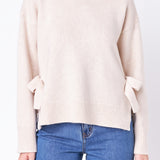 Side Tie Crewneck Sweater