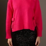 Side Tie Crewneck Sweater