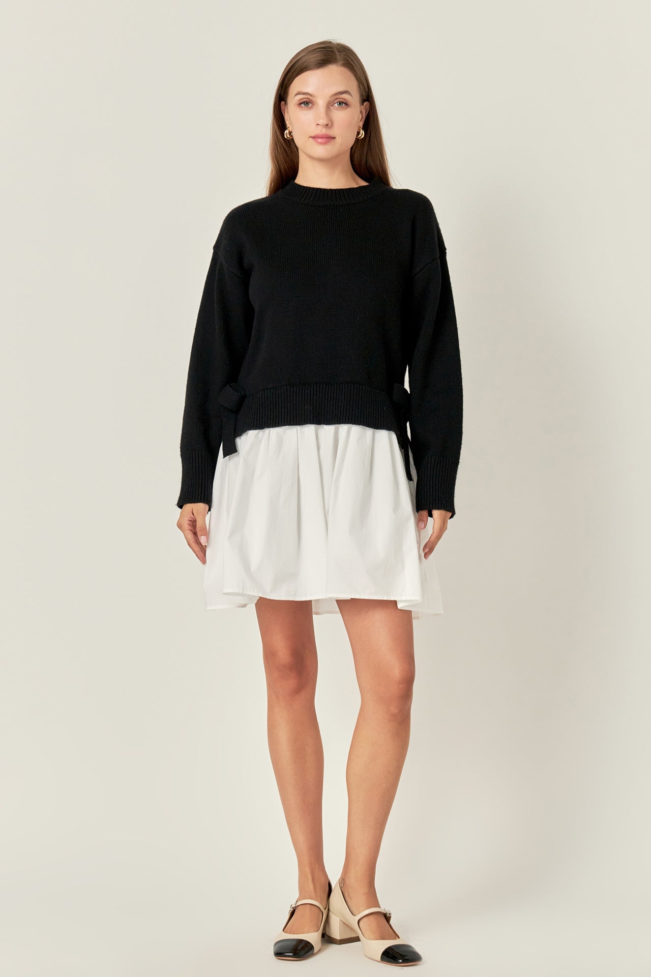 Cable Knit Pleated Sweater Dress English Factory Cable Knit Pleated Sweater Dress English Factory