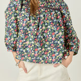 Floral Print Pintuck Detail Top