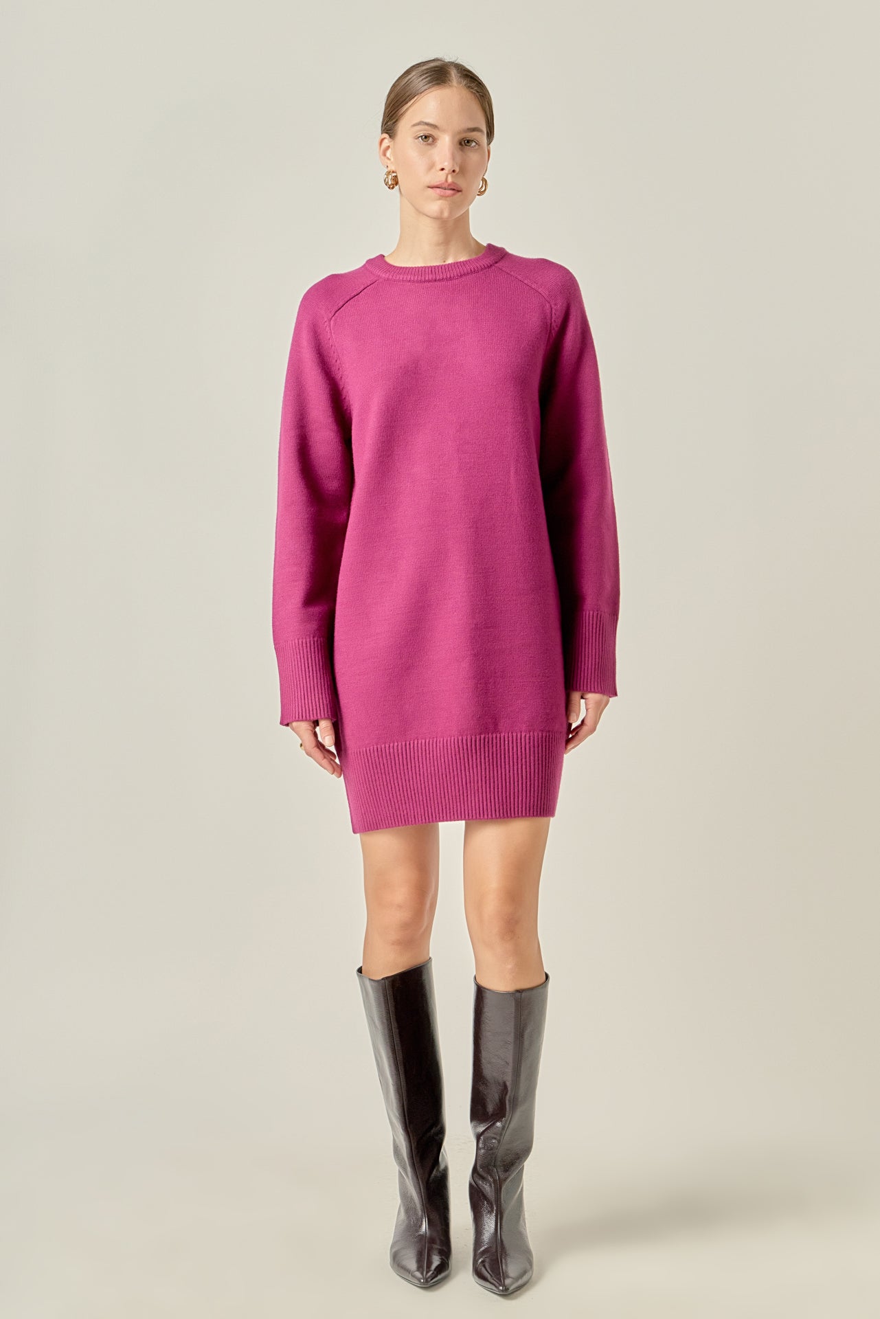 Whip Stitched Knit Mini Dress English Factory Whip Stitched Knit Mini Dress English Factory