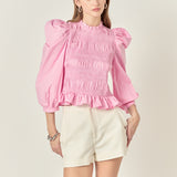 Smocking Detail Poplin Blouse