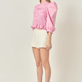 Smocking Detail Poplin Blouse