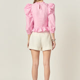 Smocking Detail Poplin Blouse