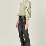 Smocking Detail Puff Sleeve Poplin Blouse