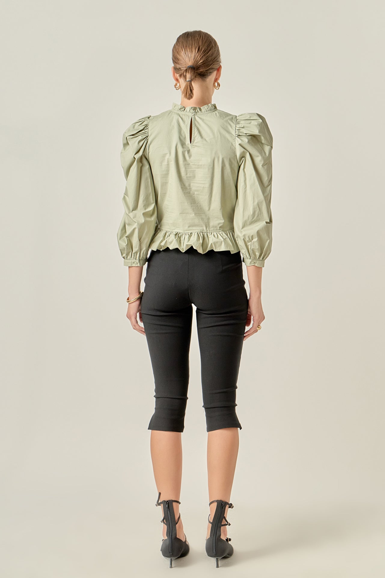 今季新作 A&amp;S / Smocking Sleeve Blouse Blouse with smock and 3/4 sleeves - Blue - Sz. XXL - Zizzifashion