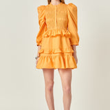 Smocking Detail Mini Dress