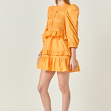 Smocking Detail Mini Dress