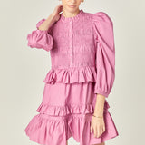 Smocking Detail Mini Dress