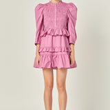 Smocking Detail Mini Dress