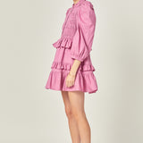 Smocking Detail Mini Dress