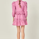 Smocking Detail Mini Dress