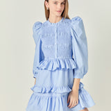 Smocking Detail Mini Dress