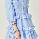 Smocking Detail Mini Dress