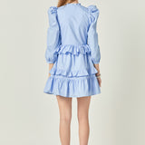 Smocking Detail Mini Dress
