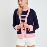 Contrast V-neck Cardigan