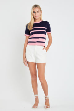 Stripe Short Sleeve Knit Top