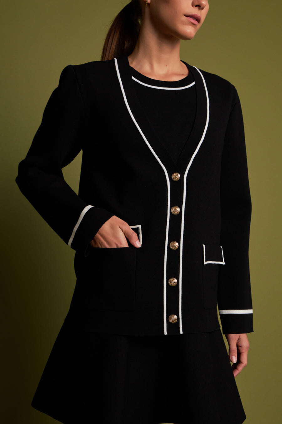 Contrast striped knitted cardigan sleeveless sweater waistcoat  4963
