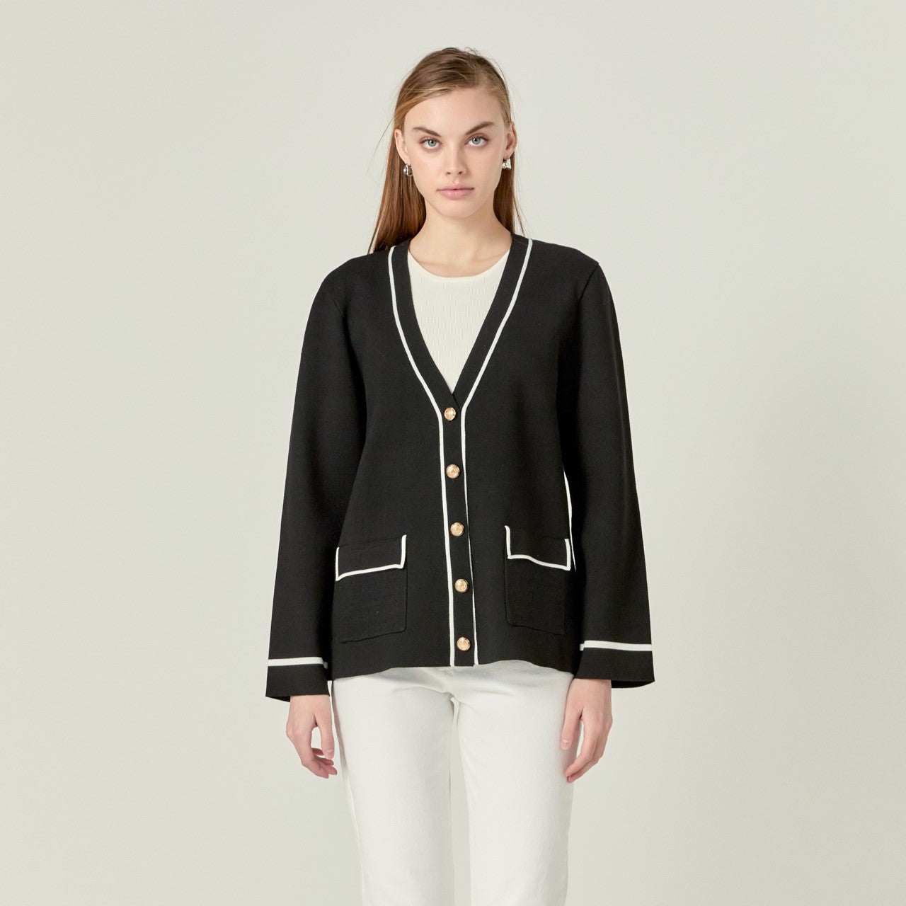 Knit Contrast Cardigan
