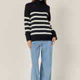 Turtle Neck Stripe Sweater