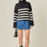 Turtle Neck Stripe Sweater