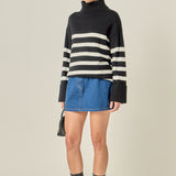 Turtle Neck Stripe Sweater