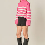 Turtle Neck Stripe Sweater
