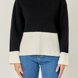 Bicolor High Collar Sweater