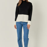 Bicolor High Collar Sweater