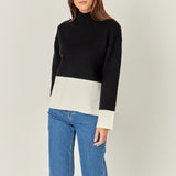 Bicolor High Collar Sweater