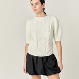 Puff Sleeve Cable Knit Sweater